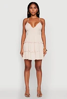 Womens Iris Criss Cross Back Tiered Mini Dress,