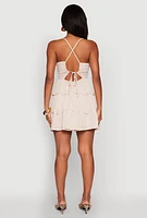 Womens Iris Criss Cross Back Tiered Mini Dress,