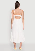 Womens Iris Crochet Detail Empire Waist Midi Dress, White, Size L