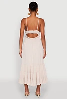 Womens Iris Crochet Detail Empire Waist Midi Dress, Beige, Size L
