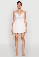 Womens Iris Crochet Detail Tiered Dress, White, Size S