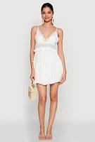 Womens Iris Crochet Detail Tiered Dress, White, Size S