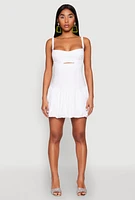 Womens Iris Poplin Keyhole Front Bubble Hem Dress, White, Size L