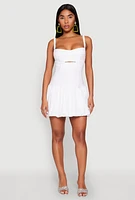 Womens Iris Poplin Keyhole Front Bubble Hem Dress, White, Size L