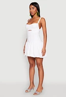 Womens Iris Poplin Keyhole Front Bubble Hem Dress, White, Size L