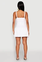 Womens Iris Poplin Keyhole Front Bubble Hem Dress, White, Size L