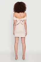 Womens Iris Bow Detail Ruched Overlay Dress, Beige, Size M