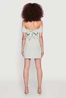 Womens Iris Bow Detail Ruched Overlay Dress, Green, Size M