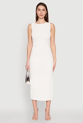 Womens Iris Open Tie Back Side Slit Dress, White, Size M