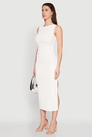 Womens Iris Open Tie Back Side Slit Dress, White, Size M