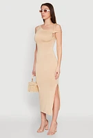 Womens Iris Twisted One Shoulder Midi Dress, M