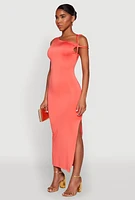 Womens Iris Twisted One Shoulder Midi Dress, Orange, Size M