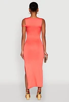 Womens Iris Twisted One Shoulder Midi Dress, Orange, Size M
