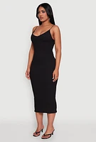 Womens Iris Textured Knit Caged Back Cami Dress, Black, Size L