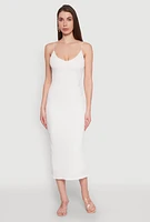 Womens Iris Textured Knit Caged Back Cami Dress, White,