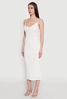 Womens Iris Textured Knit Caged Back Cami Dress, White,