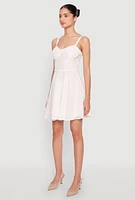 Womens Iris Poplin Eyelet Bustier Skater Dress, White, Size M