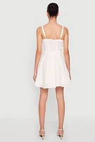Womens Iris Poplin Eyelet Bustier Skater Dress, White, Size M