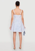 Womens Iris Poplin Eyelet Bustier Skater Dress,