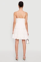 Womens Iris Gauze Knit Crochet Detail Tiered Dress, White, Size L