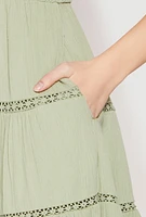 Womens Iris Gauze Knit Crochet Detail Tiered Dress,
