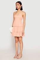 Womens Iris Gauze Knit Crochet Detail Tiered Dress, L