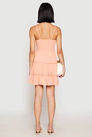 Womens Iris Gauze Knit Crochet Detail Tiered Dress, L