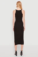 Womens Iris Ribbed Knit Side Slit Dress,