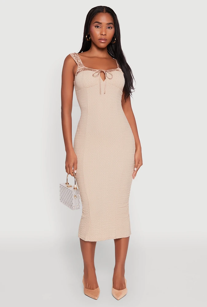 Womens Iris Two Tone Tie Front Tank Dress, Beige,