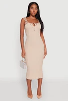 Womens Iris Two Tone Tie Front Tank Dress, Beige,