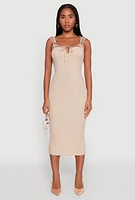 Womens Iris Two Tone Tie Front Tank Dress, Beige,