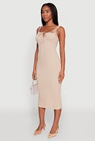 Womens Iris Two Tone Tie Front Tank Dress, Beige,