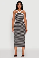 Womens Iris Striped Halter Midi Dress, Multi, Size M
