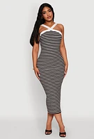 Womens Iris Striped Halter Midi Dress, Multi, Size M