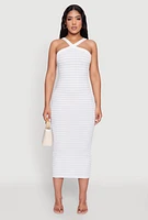 Womens Iris Striped Halter Midi Dress, Multi, Size L