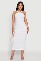 Womens Iris Striped Halter Midi Dress, Multi,