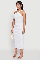 Womens Iris Striped Halter Midi Dress, Multi, Size L