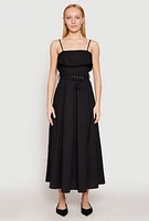 Womens Haute Monde Ruffle Overlay Belted Maxi Dress, Black, Size S