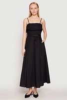 Womens Haute Monde Ruffle Overlay Belted Maxi Dress, Black, Size S