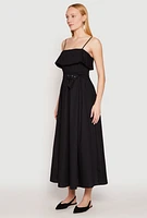 Womens Haute Monde Ruffle Overlay Belted Maxi Dress, Black, Size S