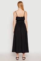Womens Haute Monde Ruffle Overlay Belted Maxi Dress, Black, Size M
