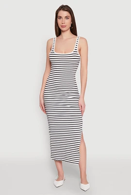 Womens Striped Side Slit Tank Dress, Multi, Size M