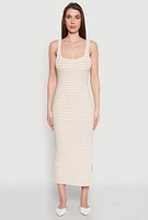 Womens Striped Side Slit Tank Dress,