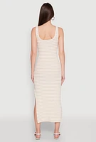Womens Striped Side Slit Tank Dress,