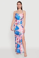 Womens Iris Floral Lace Up Back Maxi Dress, Multi, Size S