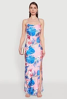 Womens Iris Floral Lace Up Back Maxi Dress, Multi, Size S