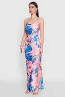 Womens Iris Floral Lace Up Back Maxi Dress, Multi, Size S