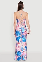 Womens Iris Floral Lace Up Back Maxi Dress, Multi, Size S