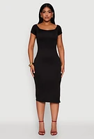 Womens Haute Monde Side Slit Midi Dress,