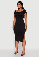 Womens Haute Monde Side Slit Midi Dress,